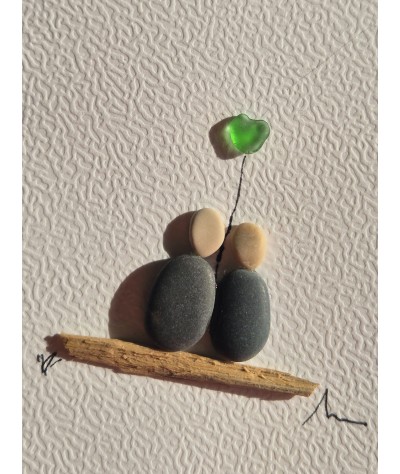 Carte de Vœux éco-responsable - recyclage - cadeau écologique - galet et verre poli