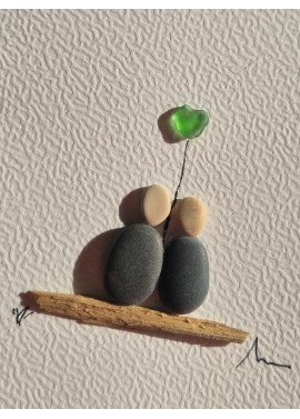 Carte de Vœux éco-responsable - recyclage - cadeau écologique - galet et verre poli