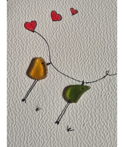 Carte de Vœux éco-responsable - recyclage - cadeau écologique - oiseau en verre