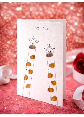 Carte de Vœux éco-responsable - recyclage - cadeau écologique - girafe en verre de mer