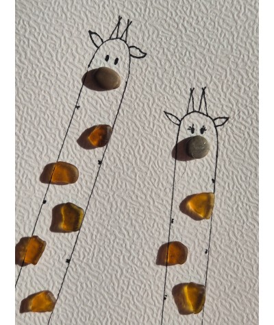 Carte de Vœux éco-responsable - recyclage - cadeau écologique - girafe en verre de mer