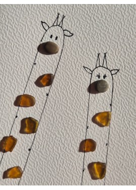 Carte de Vœux éco-responsable - recyclage - cadeau écologique - girafe en verre de mer