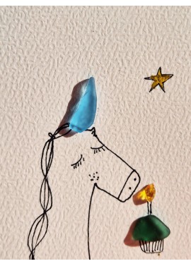 Carte de Vœux éco-responsable - recyclage - cadeau écologique - licorne verre de mer