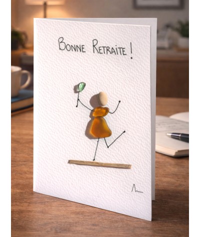 Carte de Vœux artisanale - recyclage - cadeau écologique - carte retraite femme