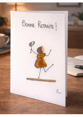Carte de Vœux artisanale - recyclage - cadeau écologique - carte retraite femme