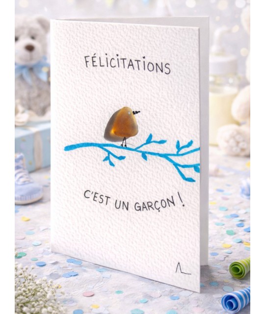 Carte de Vœux artisanale - recyclage - cadeau écologique - carte naissance