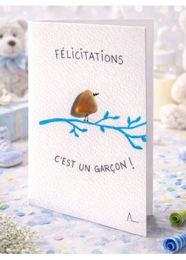 Carte de Vœux artisanale - recyclage - cadeau écologique - carte naissance