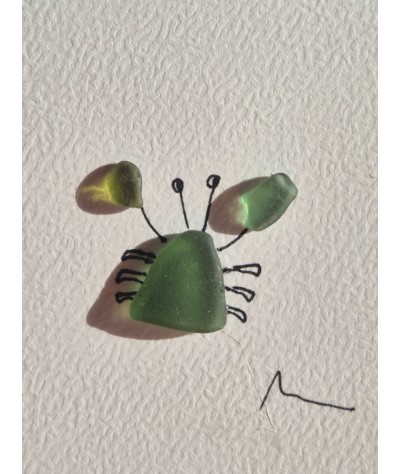 Carte de Vœux éco-responsable - recyclage - cadeau écologique - crabe en verre